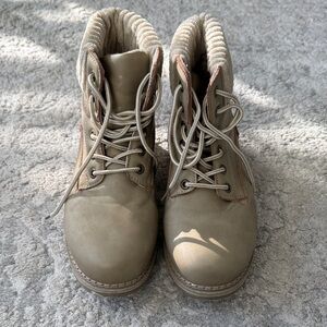 Dirty Laundry Taupe Lace-Up Ankle Boots